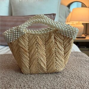 Zara Pearl Handle Woven Purse
